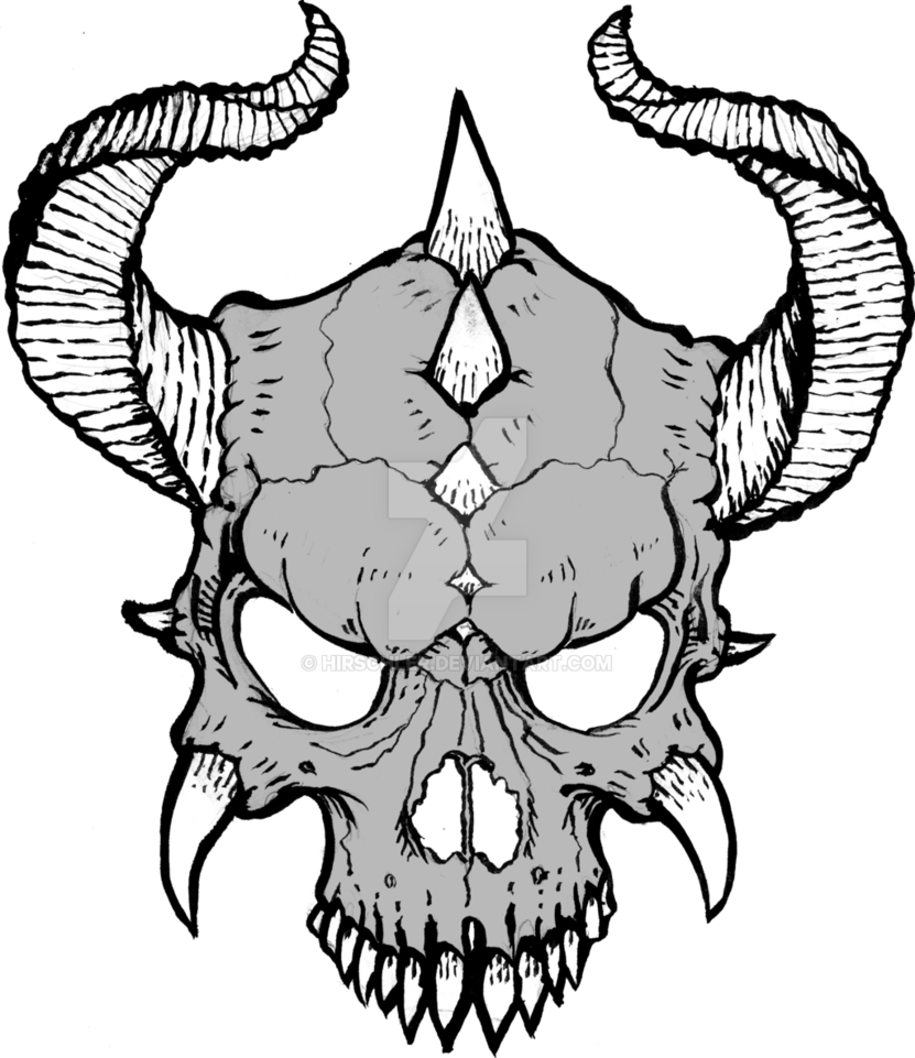 831x961 Horned Skull By Hirschler