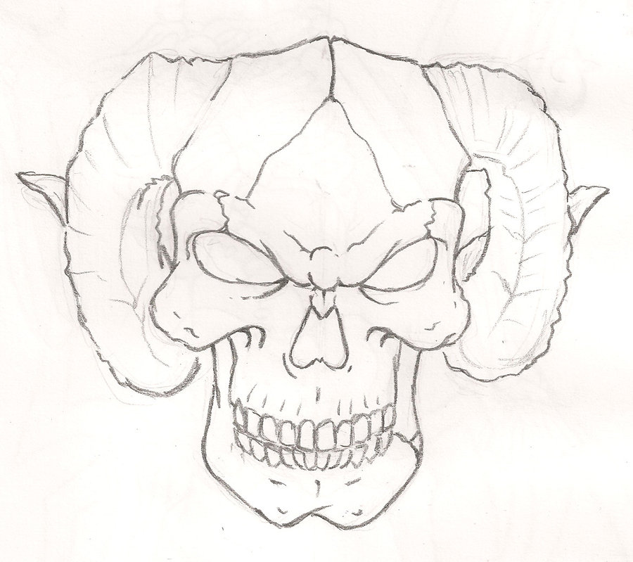 900x799 Skull With Horns By Mr P P On @