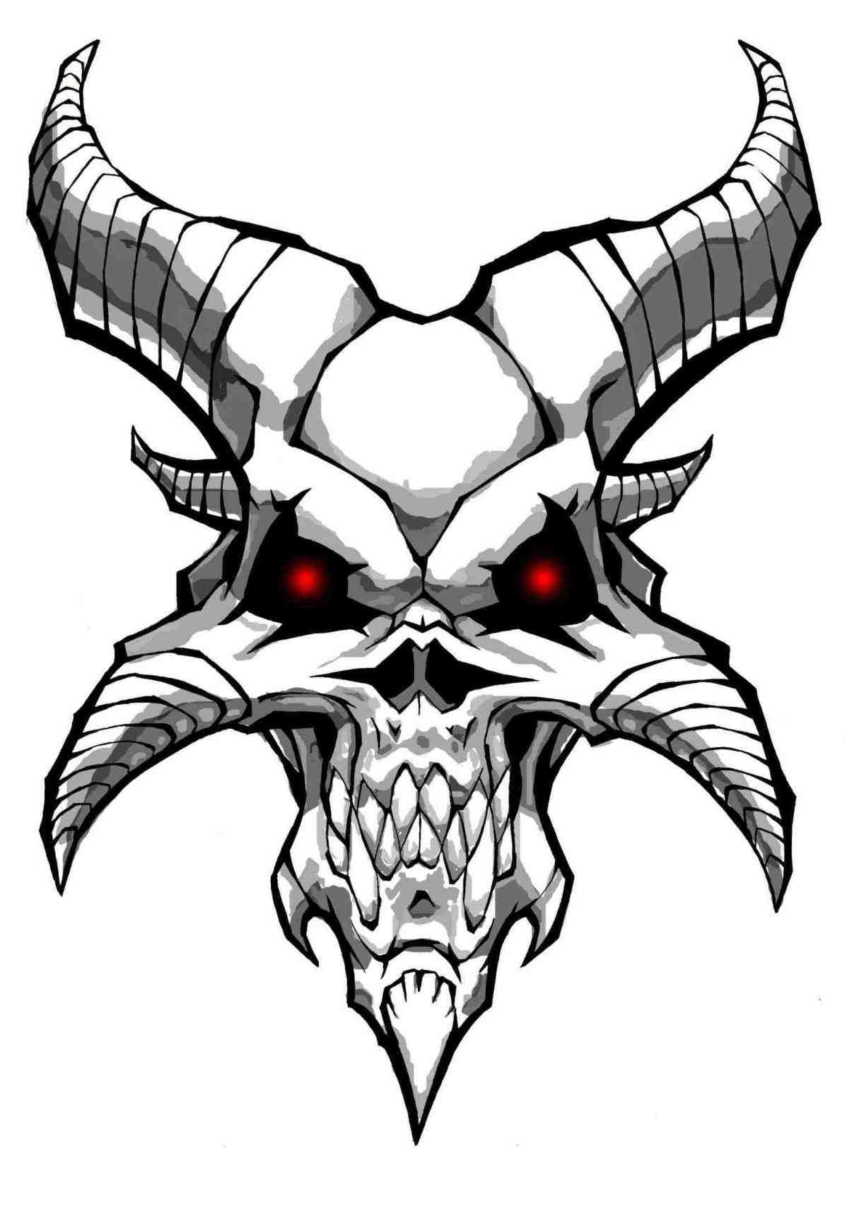 1198x1737 Skull Drawings With Horns