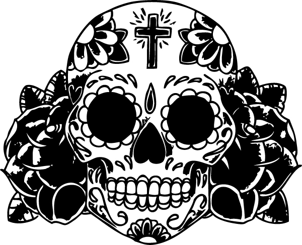 600x487 Sugar Skull Outline Tags Tattoo Sugar Skull Roses Car Truck