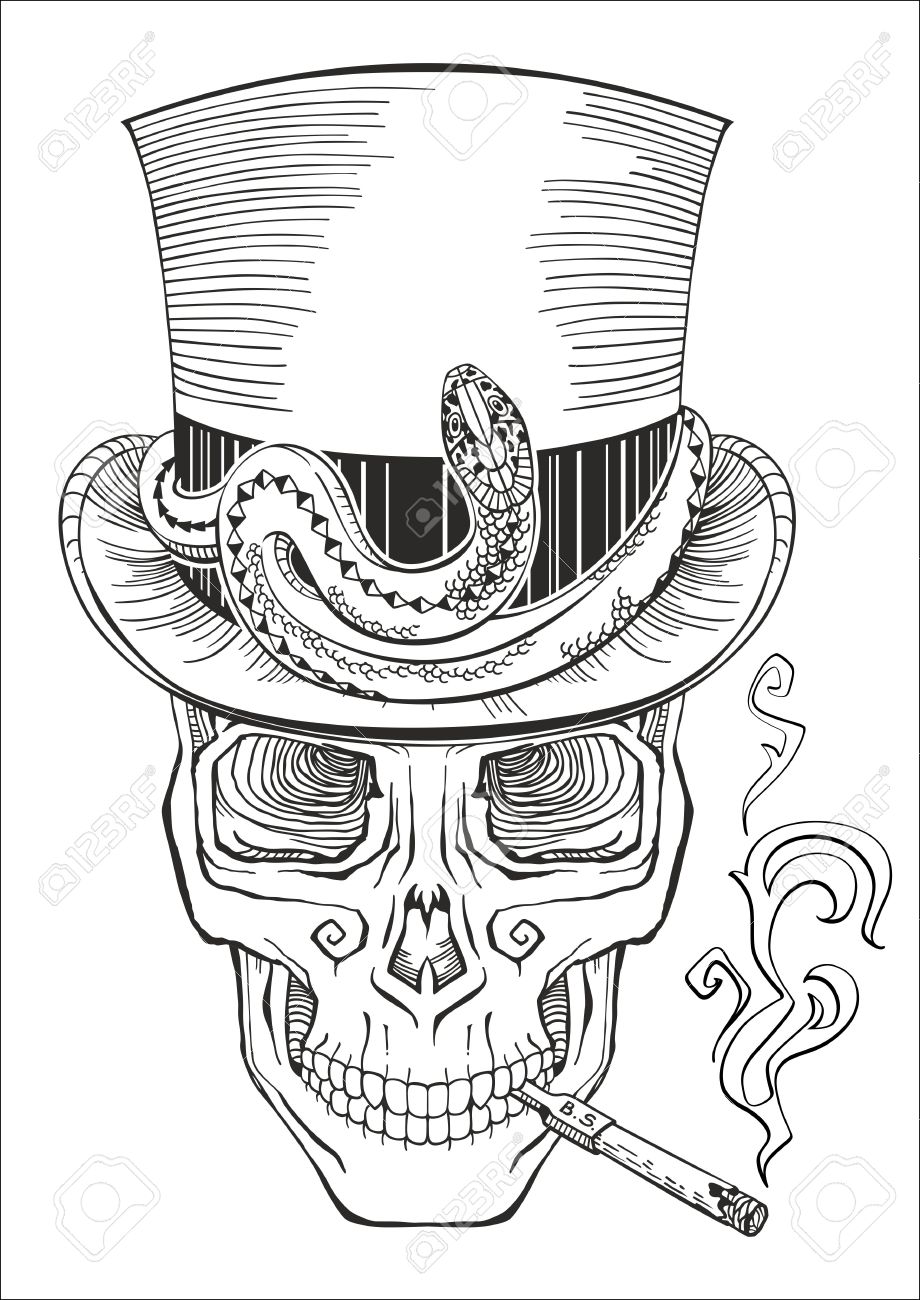 920x1300 Human Skull In A Top Hat Baron Samedi Royalty Free Cliparts
