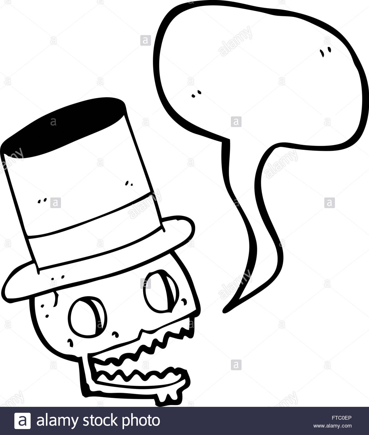 1181x1390 Freehand Drawn Speech Bubble Cartoon Laughing Skull In Top Hat