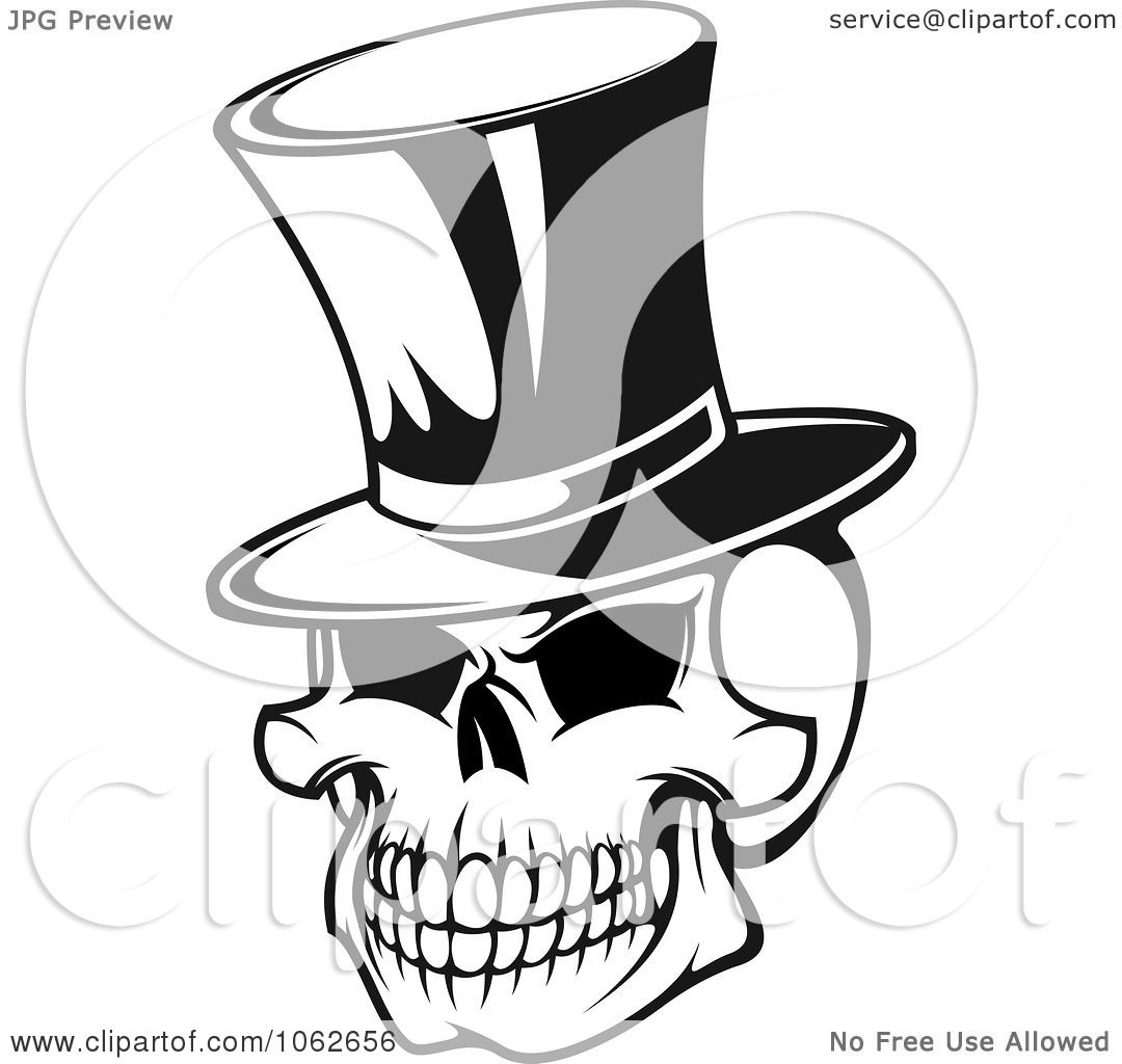 1080x1024 Clipart Skull With Top Hat Black And White