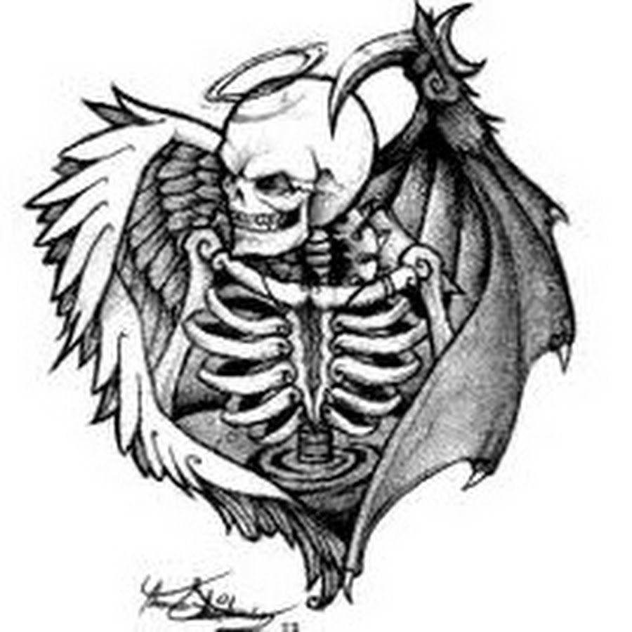 Skull With Wings Drawing