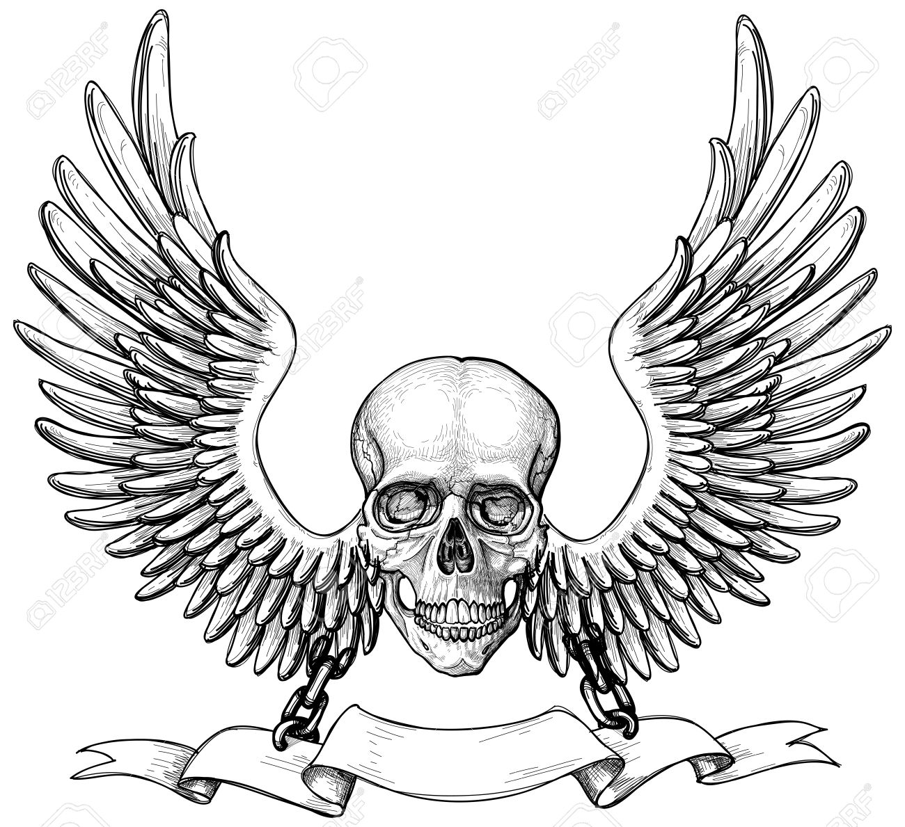 1300x1189 Skull And Wings Heraldry Royalty Free Cliparts, Vectors, And Stock