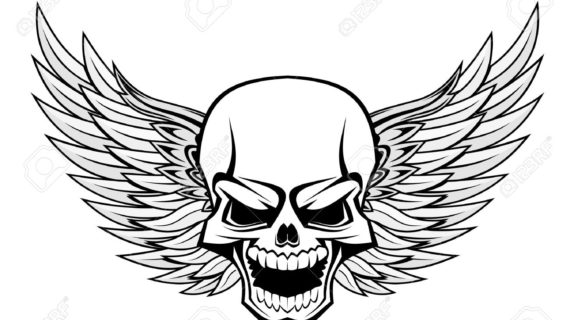 570x320 Skull With Wings Drawing Danger Skull Stock Photos Images. Royalty