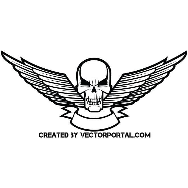 660x660 Skull And Wings Vector Graphics