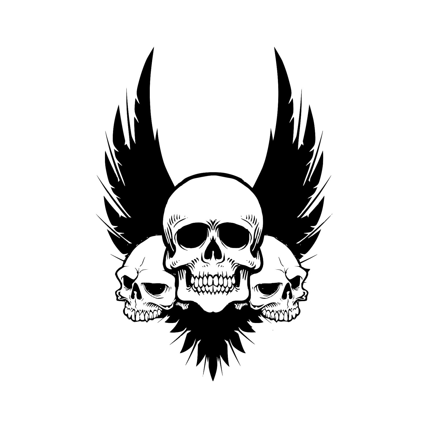 1500x1500 Skull Wings Svg Cut Files For Silhouette Cricut Designs Vector