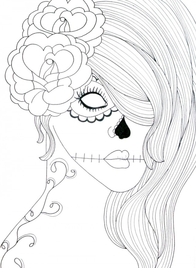 640x871 Easy Drawing Of Skulls Coloring Page Image Clipart Images