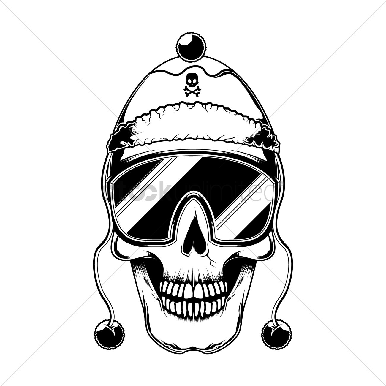 1300x1300 Skull With Beanie Cap Vector Image