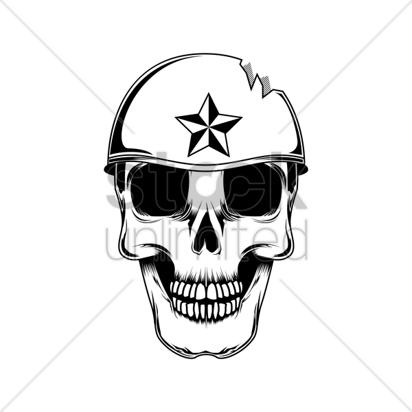 600x600 Skull With Broken Helmet Vector Image