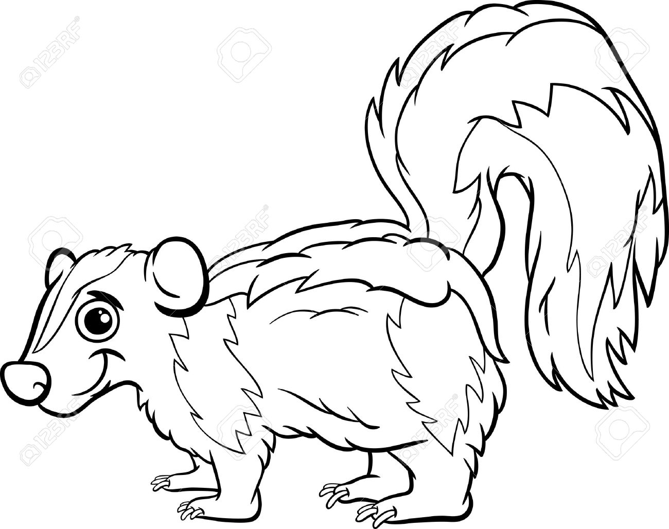 1300x1028 Black And White Cartoon Illustration Of Cute Skunk Animal