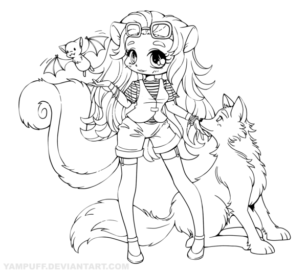 600x532 Skunk Girl With Wolf And Bat