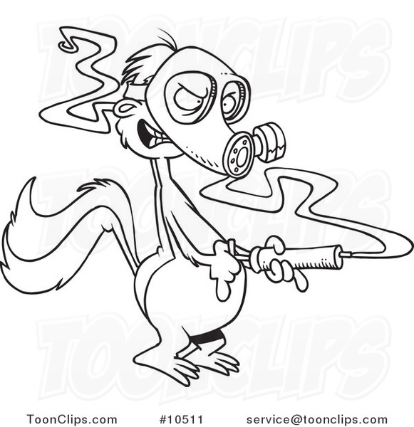 581x600 Cartoon Black White Line Drawing Of A Skunk Wearing A Mask