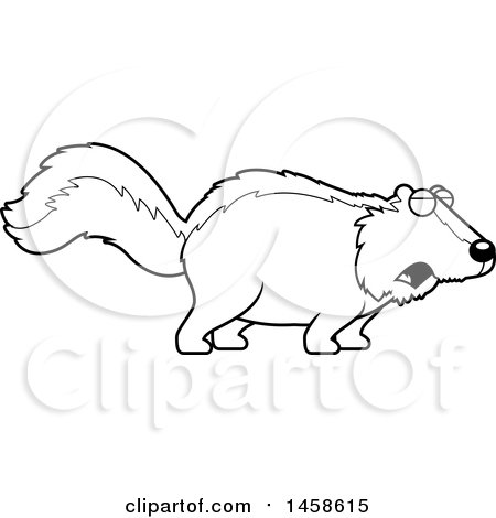 450x470 Clipart Of A Black And White Howling Skunk