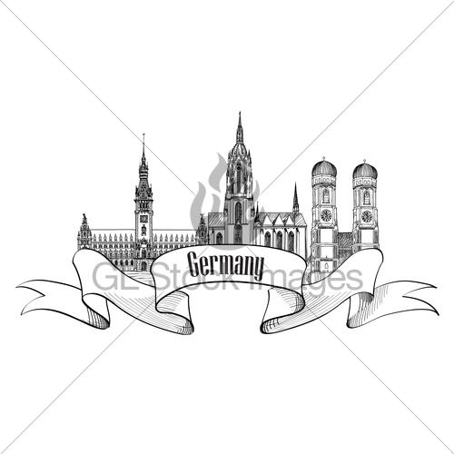 500x500 Famous German City Landmark Set. Travel Germany Sign Gl Stock Images