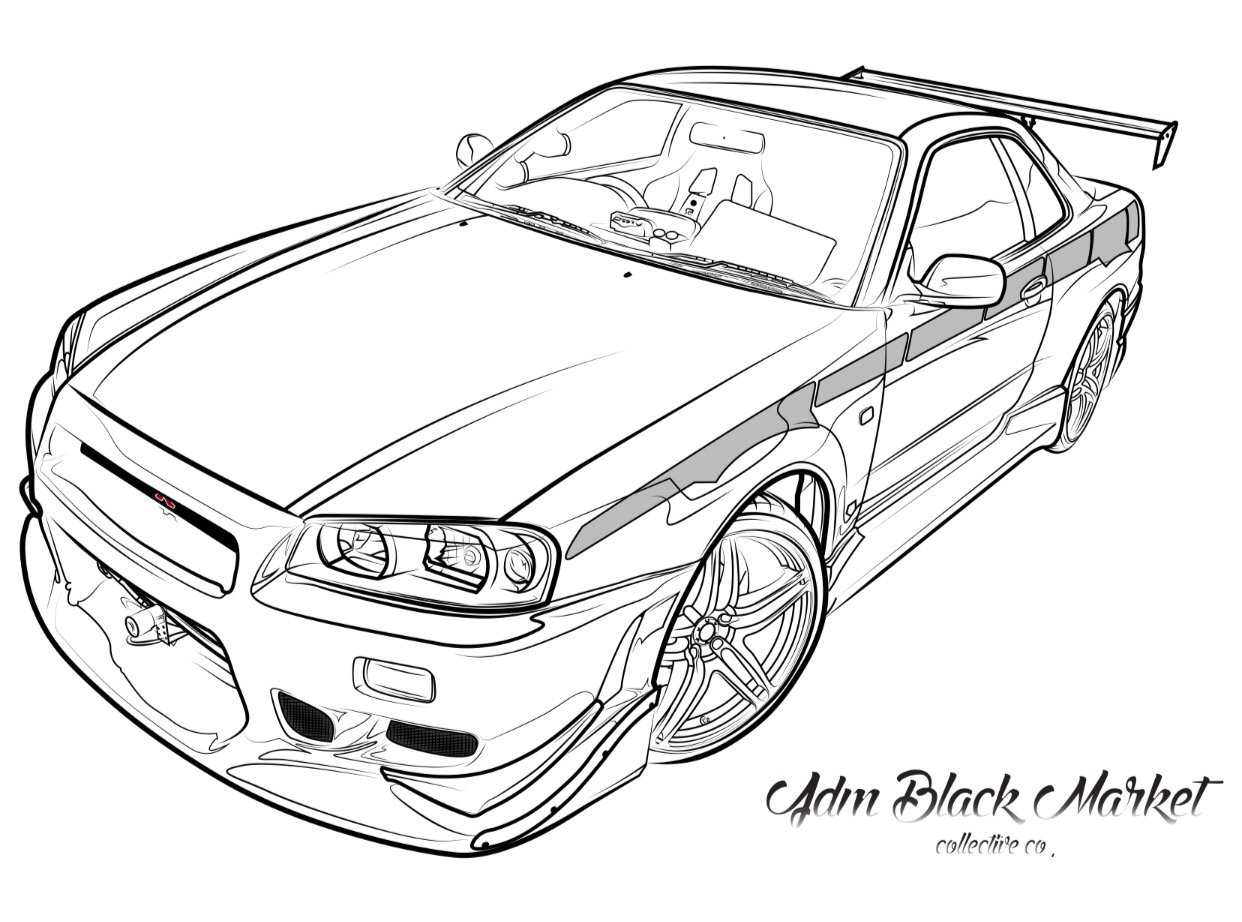 Pencil Nissan Skyline Gtr R34 Drawing Ardusat Org