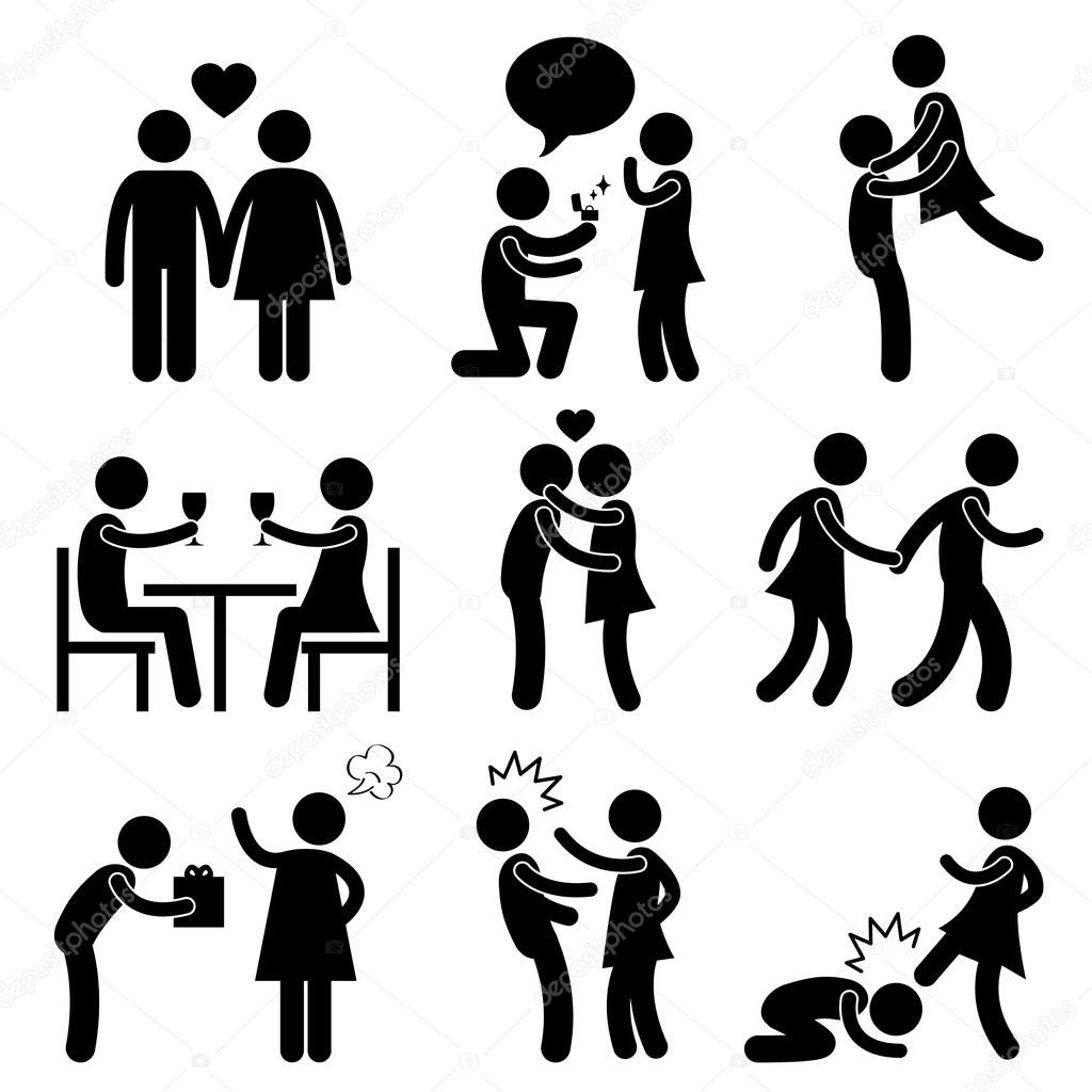 1024x1024 Lover Couple Love Proposal Hug Angry Slap Kick Stock Vector