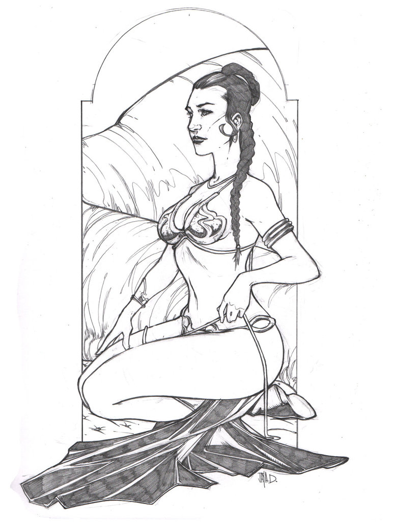 774x1032 Slave Leia Sketch By Harpokrates