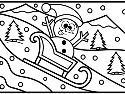 400x300 Draw, How To Draw A Cute Snowman For Kids, Kids Sled Riding