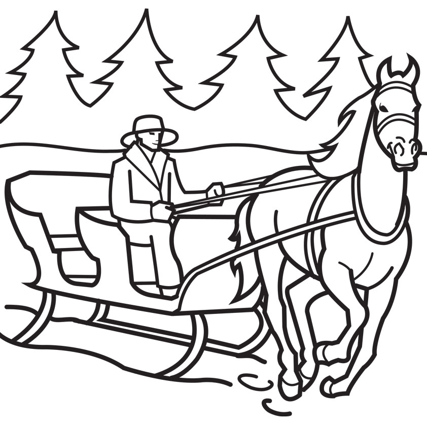 842x842 Horse Sleigh Coloring Horse Sleigh Coloring Page