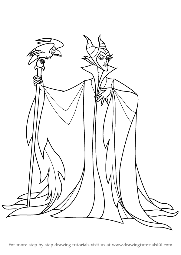 598x845 Step By Step How To Draw Maleficent From Sleeping Beauty