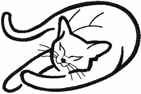 458x307 Sleeping Cat Free Embroidery Design 3