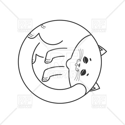 400x400 Sleeping White Cat Royalty Free Vector Clip Art Image