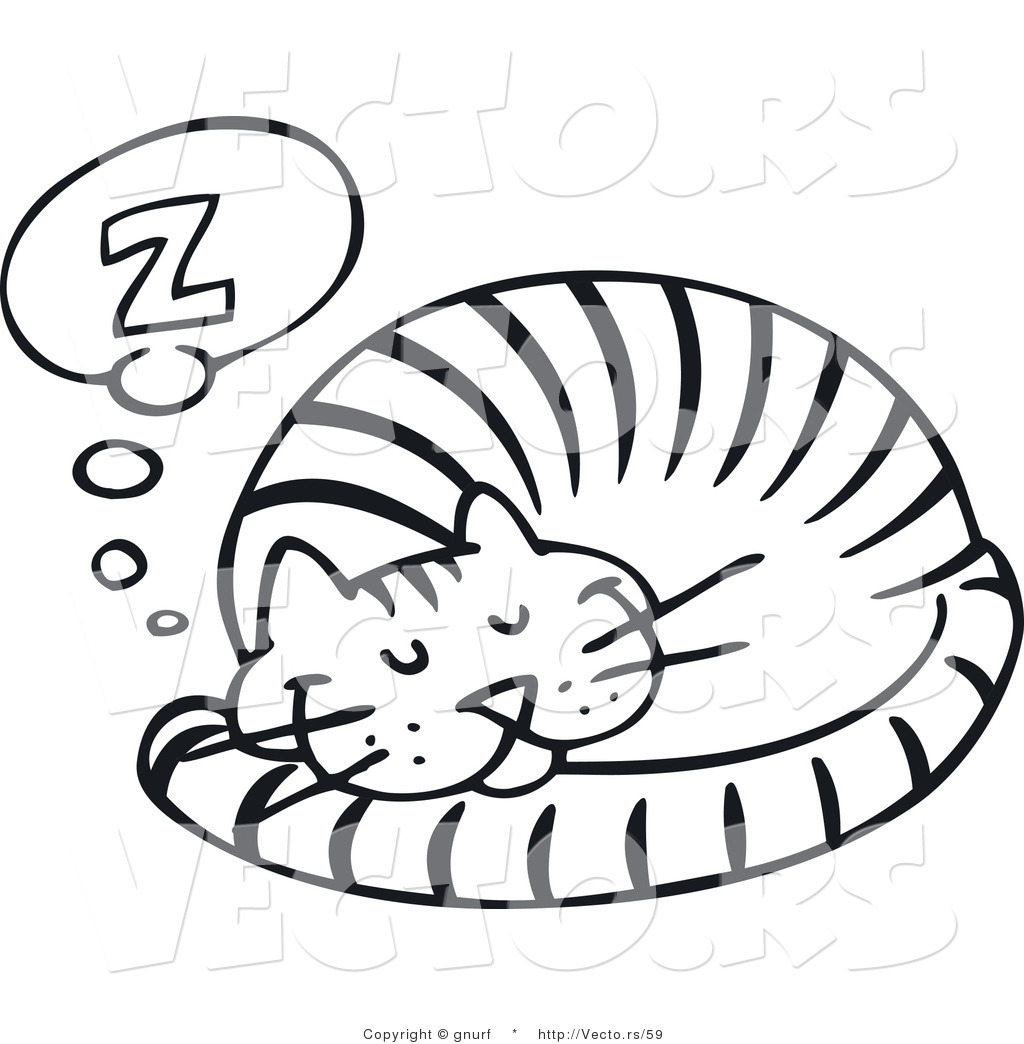 1024x1044 Vector Line Drawing Of A Happy Cat Sleeping Comfortably By Gnurf