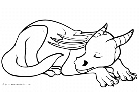480x319 Cute Sleeping Dragon Coloring Page Free Printable Coloring Pages