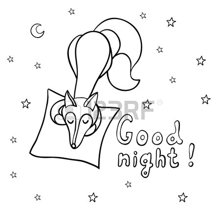 450x450 Cute Cartoon Fox In Striped Pajamas Sleeping On The Pillow