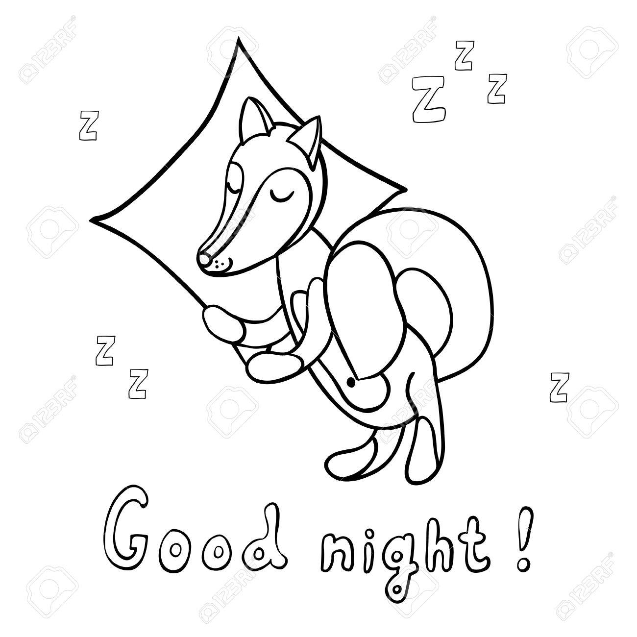 1300x1300 Cute Cartoon Sleeping Fox With Pillow On Background With Stars