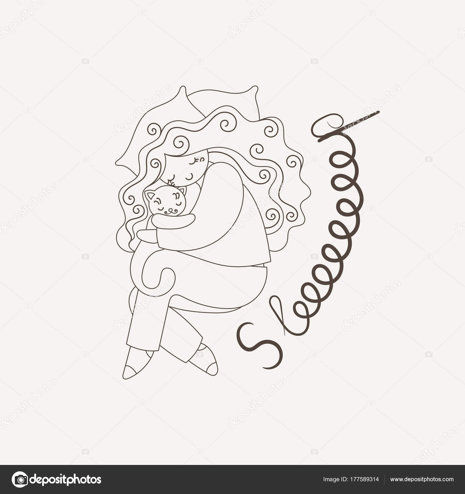 1600x1700 Cute Cartoon Doodle Sleeping Girl. Good Night Postcard Or Print