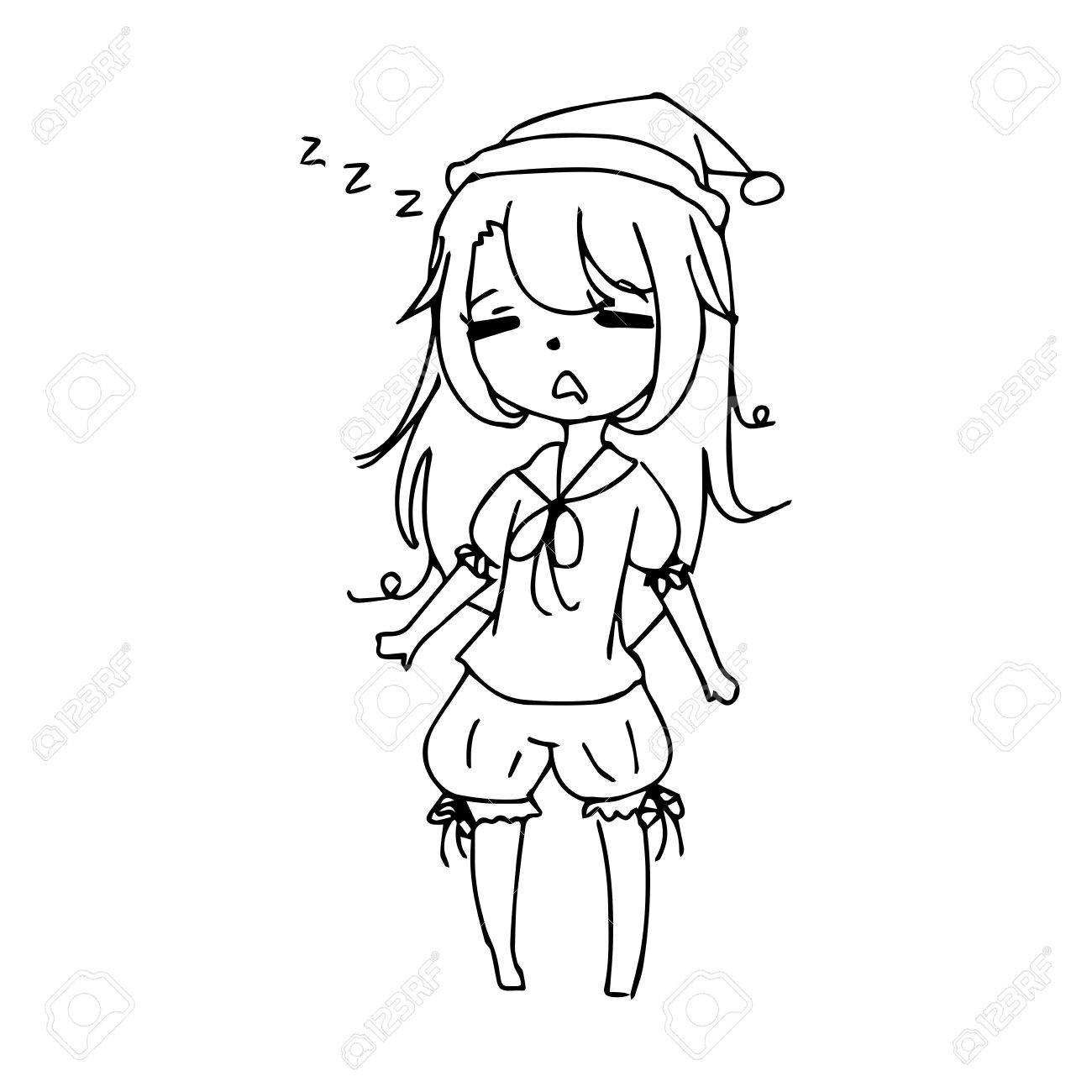 1300x1300 Illustration Vector Hand Drawn Doodle Of Sleeping Girl