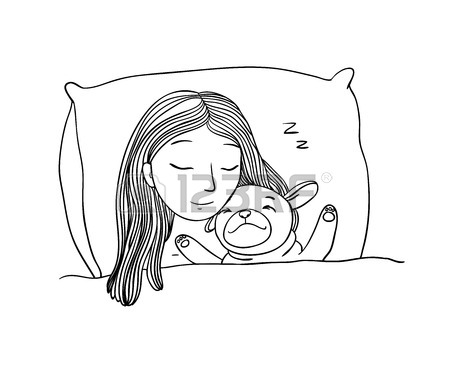 450x386 Sleeping Beautiful Young Girl And A Cute Pug.pillow And Blanket