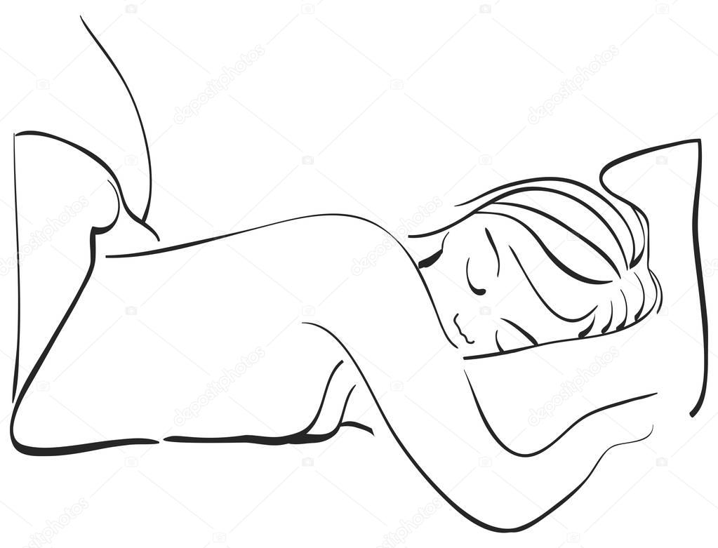 1023x781 Sleeping Girl Beautiful Vector Illustration Stock Vector
