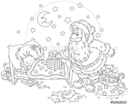 500x411 The Night Before Christmas, Santa Claus Putting His Presents Near