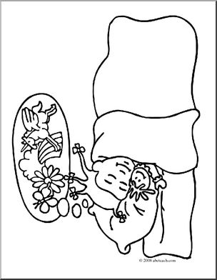 304x392 Clip Art Kids Sleeping Girl (Coloring Page) I