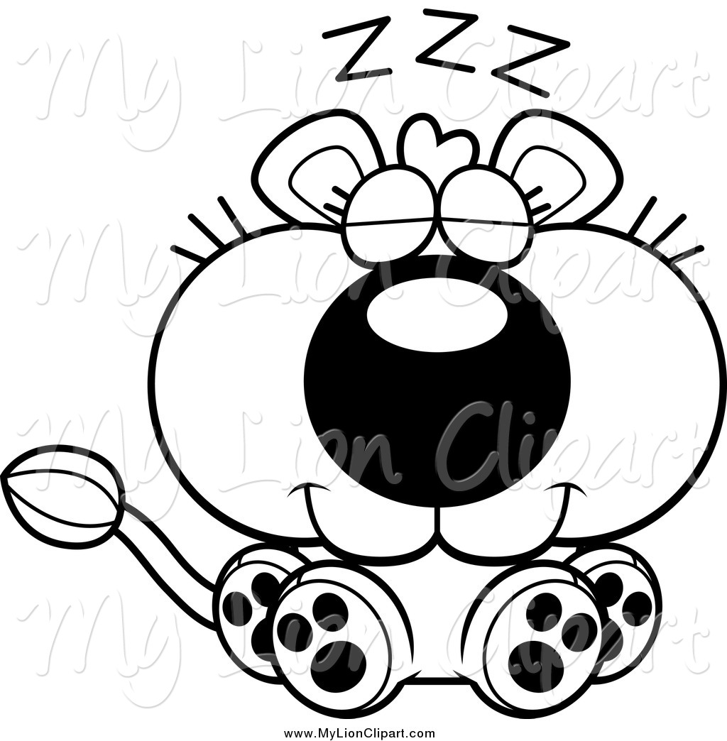 1024x1044 Clipart Of A Black And White Sleeping Lioness By Cory Thoman