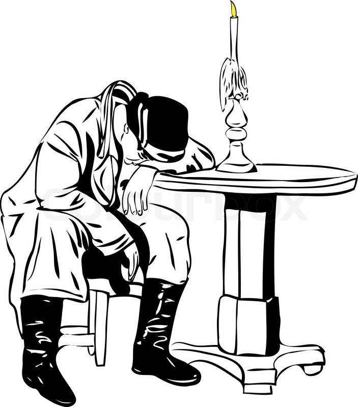 703x800 A Image Man Sleeping On The Table Stock Vector Colourbox