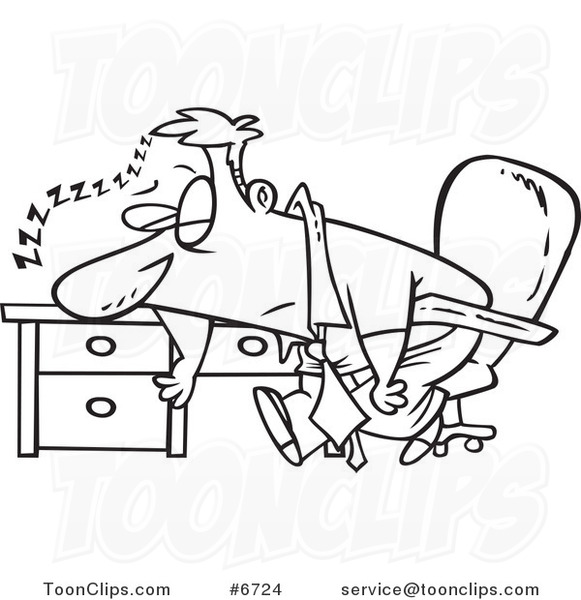 581x600 Cartoon Black And White Line Drawing Of A Tired Business Man