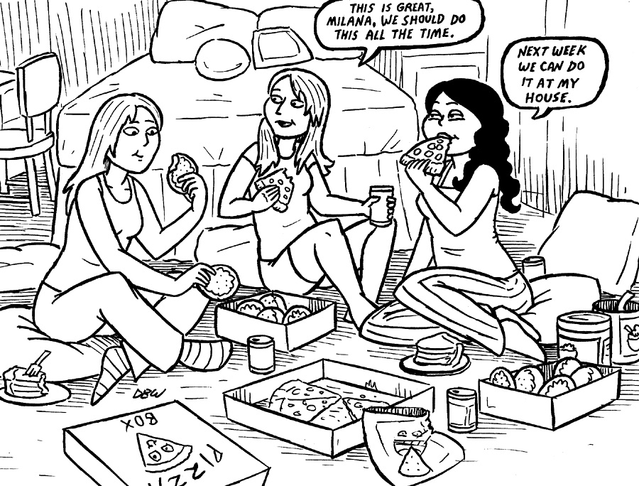 900x684 Sleepover Girls Favourites By Fattytoon