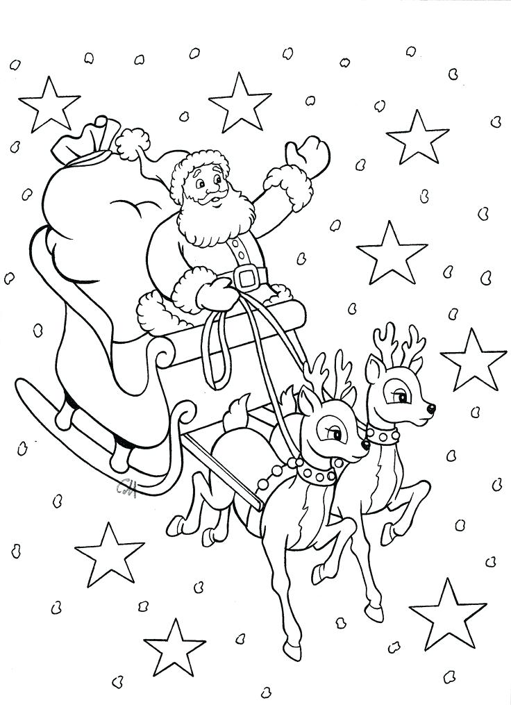736x1015 Kids Christmas Coloring Pages Stars And Sleigh Color Page