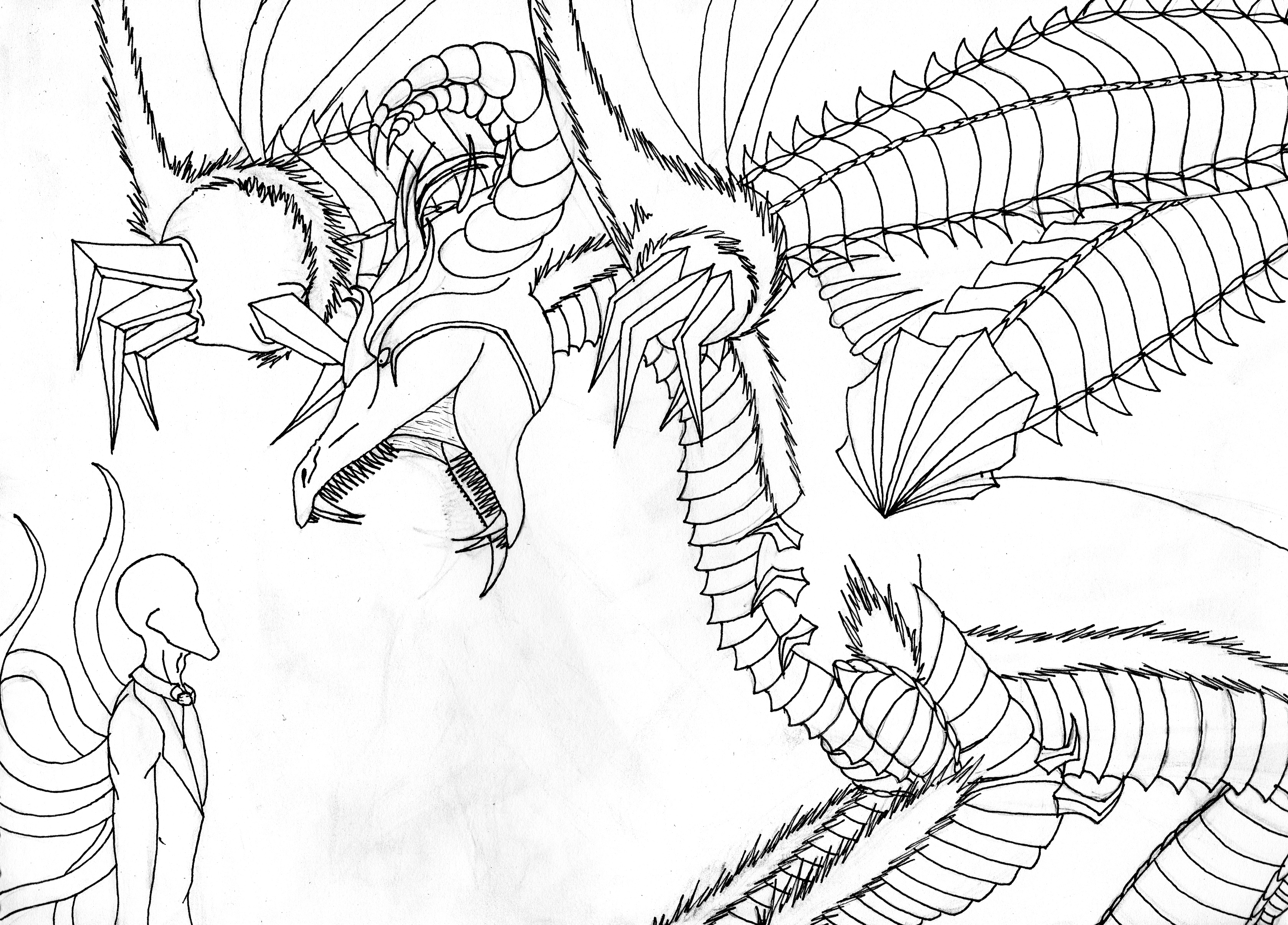 3355x2411 Slender Man Vs Alex's Dragon Form By Rubysmooby