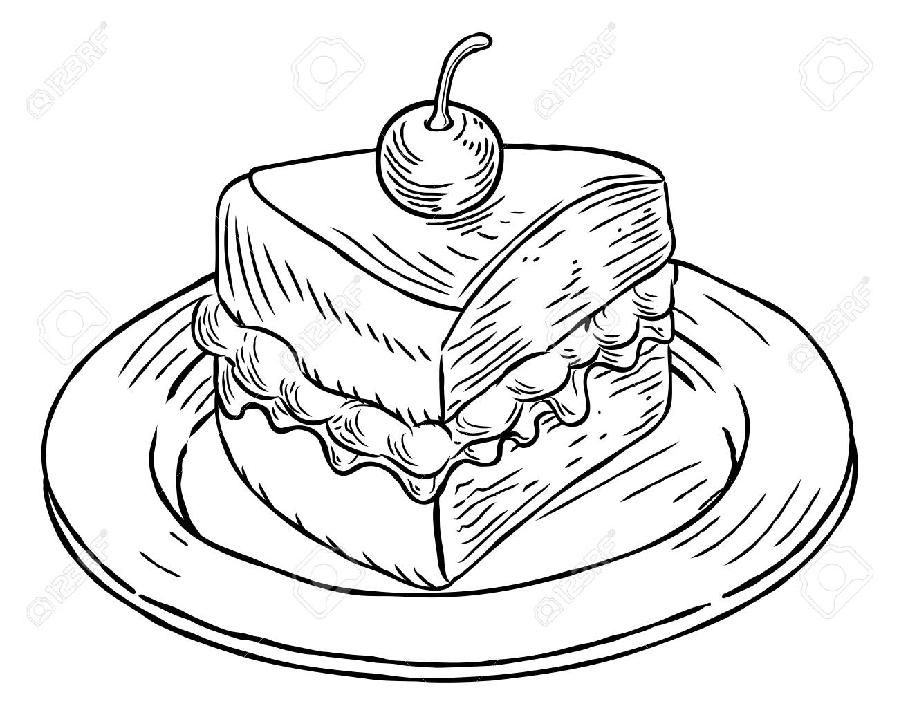 1300x1034 Cake Slice Vintage Retro Woodcut Style Stock Photo, Picture