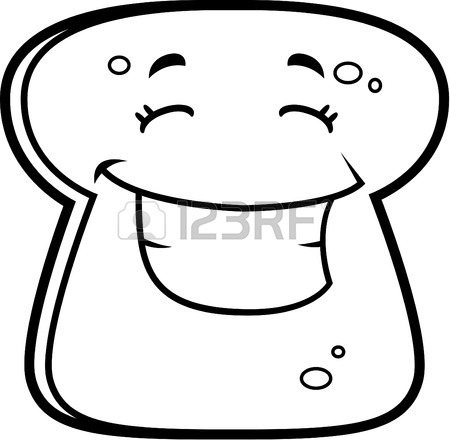 450x440 A Cartoon Piece Of Bread Happy And Smiling. Royalty Free Cliparts