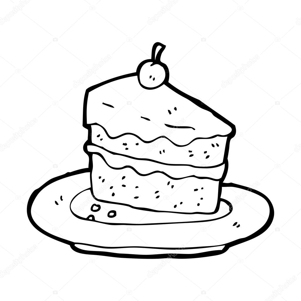 1024x1024 Slice Of Cake On Plate Cartoon Stock Vector Lineartestpilot