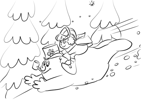 480x343 Frosty And Karen Slide Down A Snowy Hill Coloring Page Free