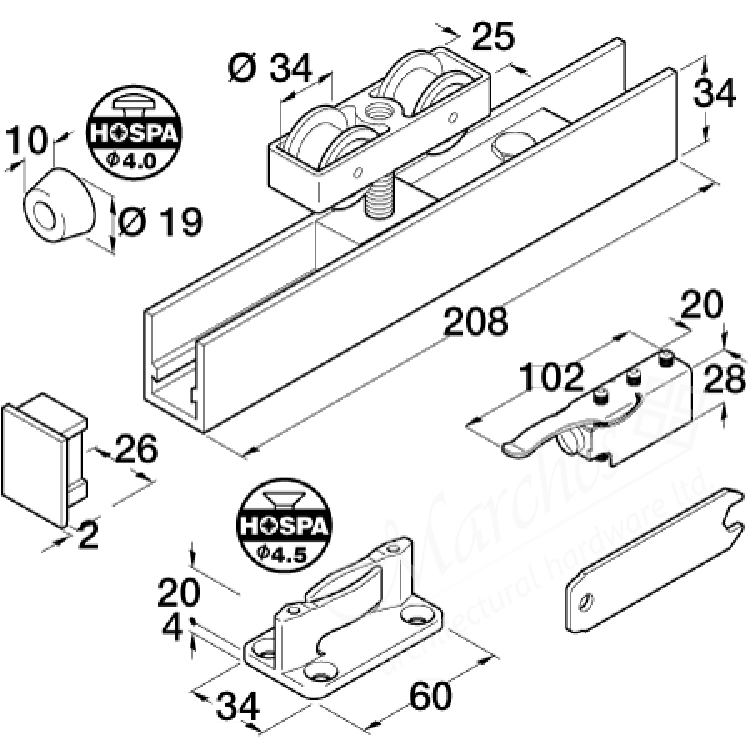 750x750 Hawa Junior 80 Fitting Set