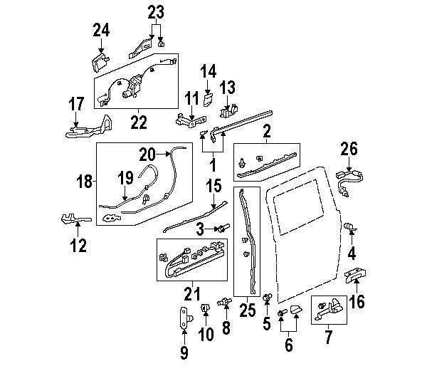 600x514 Honda Oem 05 10 Odyssey Side Sliding Door Lock Right 72541shja01